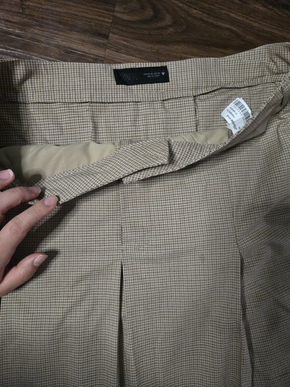 Zara Beige Plaid Midi Skirt - Picture 3 of 4
